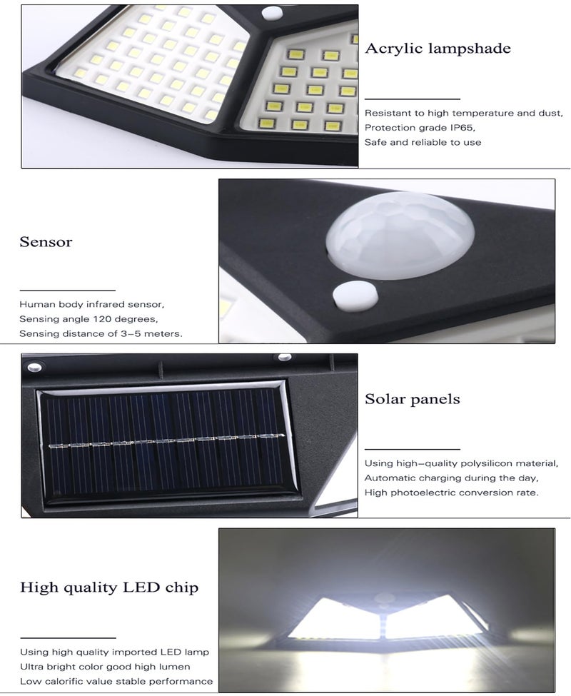 GLUN ® Plastic Solar Rechargeable Brick Wall Light Outdoor 100 LEDs Motion Sensor Light with Solar Panel with IP65 Protection, Waterproof with Wide Angle Lighting Pack of 1 - Image 5
