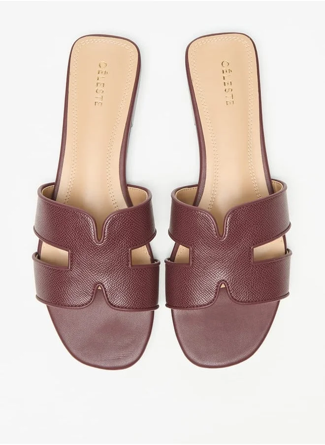 Celeste Womens Textured Slip-On Flat Sandals