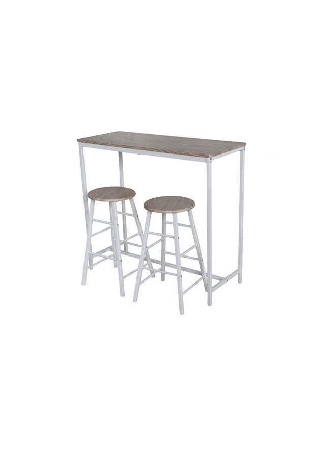 DANUBE HOME Ayla 3 Piece Rectangular Dining Bar Set Sturdy Kitchen Dining Table With 2 Dining Chairs 1+2 Seater Modern Design Furniture for Home Dining Room Sonoma Oak  - Image 3