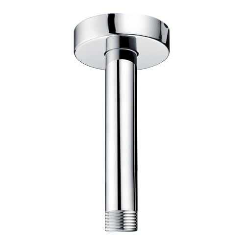 Purelux Ceiling Mount Shower Arm 6 Inches Water Outlet PJ0611 Made of Stainless Steel Straight Shower Arm with Gasket Flange, Chrome Finish - Image 1