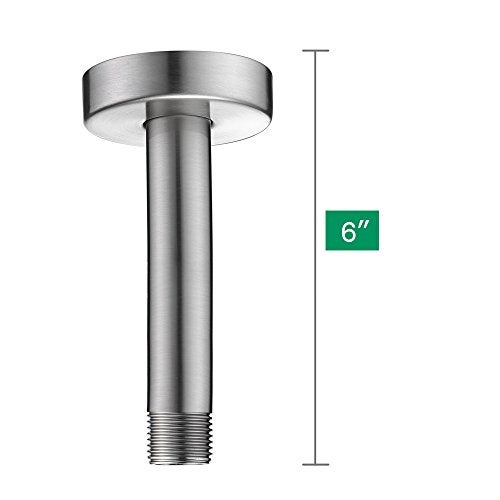 Purelux Ceiling Mount Shower Arm 6 Inches Water Outlet PJ0611 Made of Stainless Steel Straight Shower Arm with Gasket Flange, Chrome Finish - Image 3