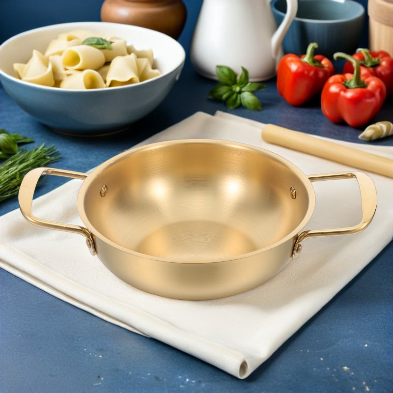 🍳 وعاء معكرونة كوري من الفولاذ المقاوم للصدأ الذهبي مع مقابض 2 قطعة للمطبخ - Image 4