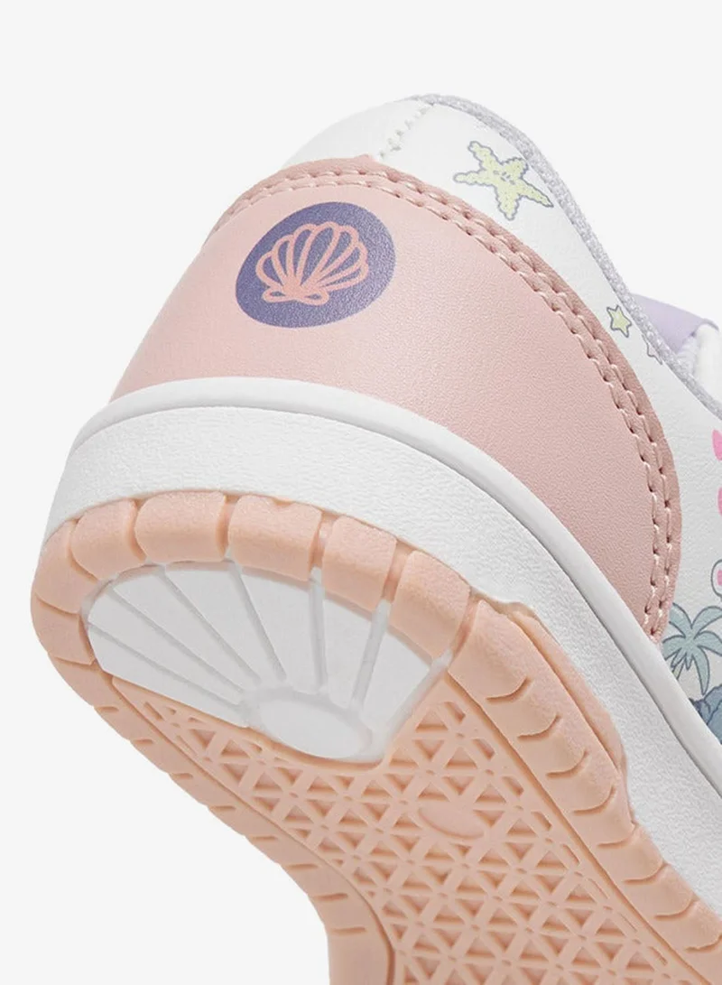 Disney Girls Stitch Print Sneakers with Hook and Loop Closure
