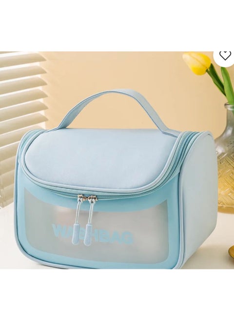 Light blue makeup and cream organizing bag