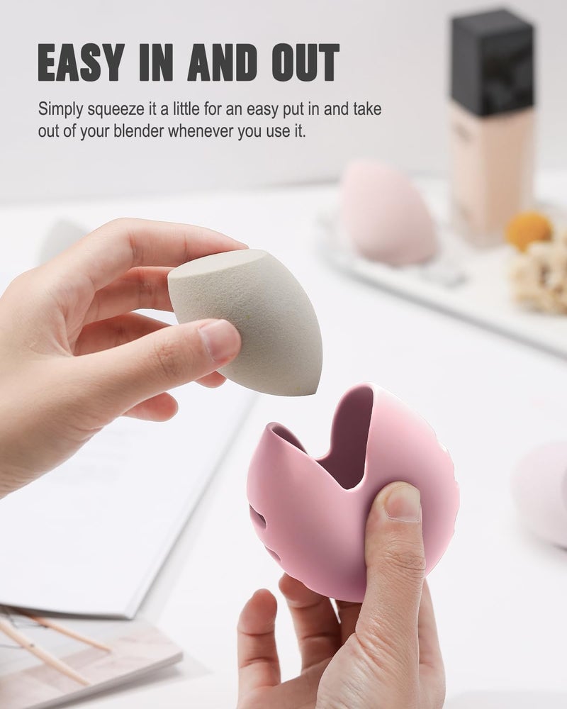FERYES 2 PCS Makeup Sponge Holder â€“ Shatterproof Eco-Friendly Silicone Beauty Make Up Blender Case for Travel - Image 2