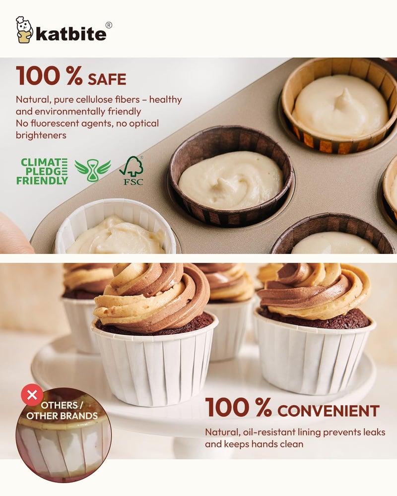 Katbite Parchment Cupcake Liners Standard Size 150PCS, Christmas Cupcake Liners, Muffin Baking Liners, Heavy Duty Greaseproof Wrappers for Bakery, Birthday Party - Image 5