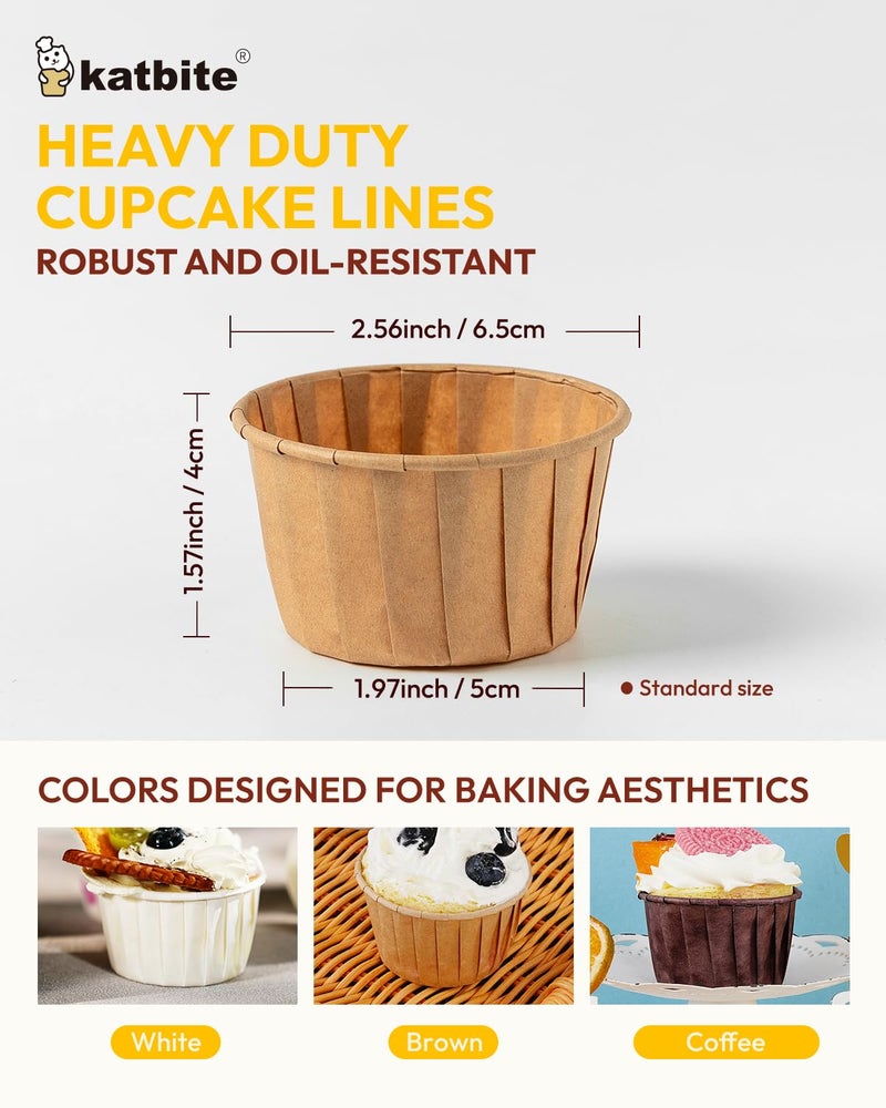 Katbite Parchment Cupcake Liners Standard Size 150PCS, Christmas Cupcake Liners, Muffin Baking Liners, Heavy Duty Greaseproof Wrappers for Bakery, Birthday Party - Image 2