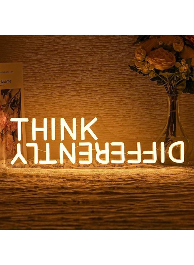 alkkign Think Differently Neon Sign for Wall Decor Letter Neon Light Classroom LED Neon Signs Classroom LED Neon Light for Classroom Office Study Room Library Bedroom Decoration - Image 1