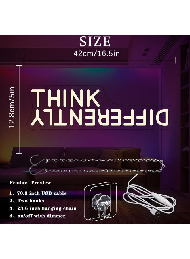 alkkign Think Differently Neon Sign for Wall Decor Letter Neon Light Classroom LED Neon Signs Classroom LED Neon Light for Classroom Office Study Room Library Bedroom Decoration - Image 4