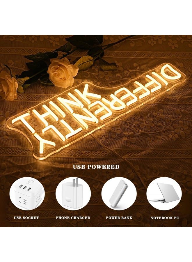 alkkign Think Differently Neon Sign for Wall Decor Letter Neon Light Classroom LED Neon Signs Classroom LED Neon Light for Classroom Office Study Room Library Bedroom Decoration - Image 2