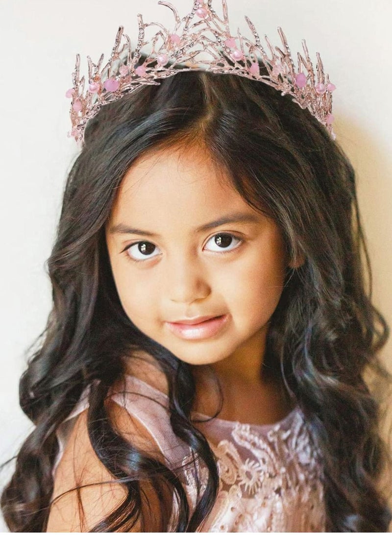 Girls Crystal Tiara, Crown Pink Women Princess Elf Headband Gift for Costume Wedding Prom Birthday Party Cosplay Pageant Hair Accessories Present Jewelry Festival Party Holiday Special Day  - Image 5