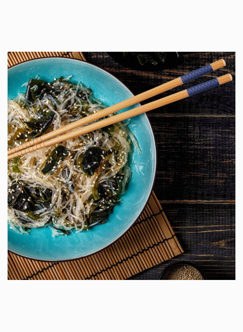 Barakah عيدان تناول الطعام من الخيزران قابلة لإعادة الاستخدام مجموعة هدايا بأسلوب ياباني، عيدان تناول الطعام الطبيعية الكلاسيكية من الخيزران آمنة في غسالة الصحون، 5 أزواج - Image 2