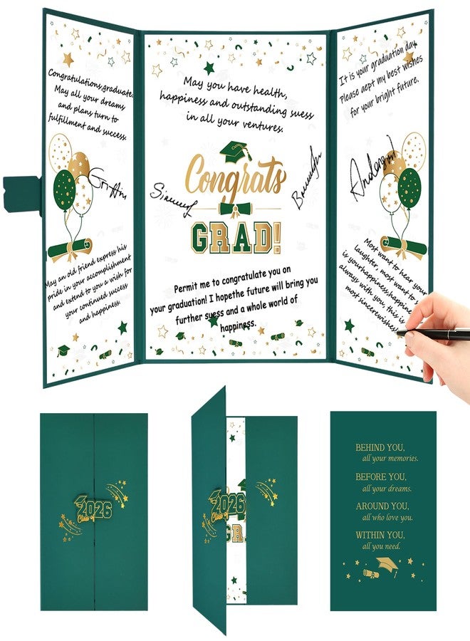 Roetyce Graduation Party Decorations, Gold and Green Graduation Guest Book, Class of 2026 Signature Board, Best Graduation Gifts for Her Him, College Jumbo Congrats Grad Card - Image 1