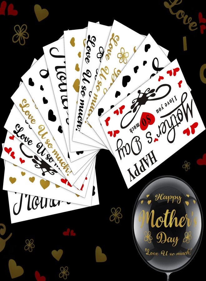 Aoriher 12 Sheet Happy Mother's Day Balloon Labels Stickers Letter Balloon Stickers I Love You So Much Party Decals for DIY Transparent(Classic) - Image 1