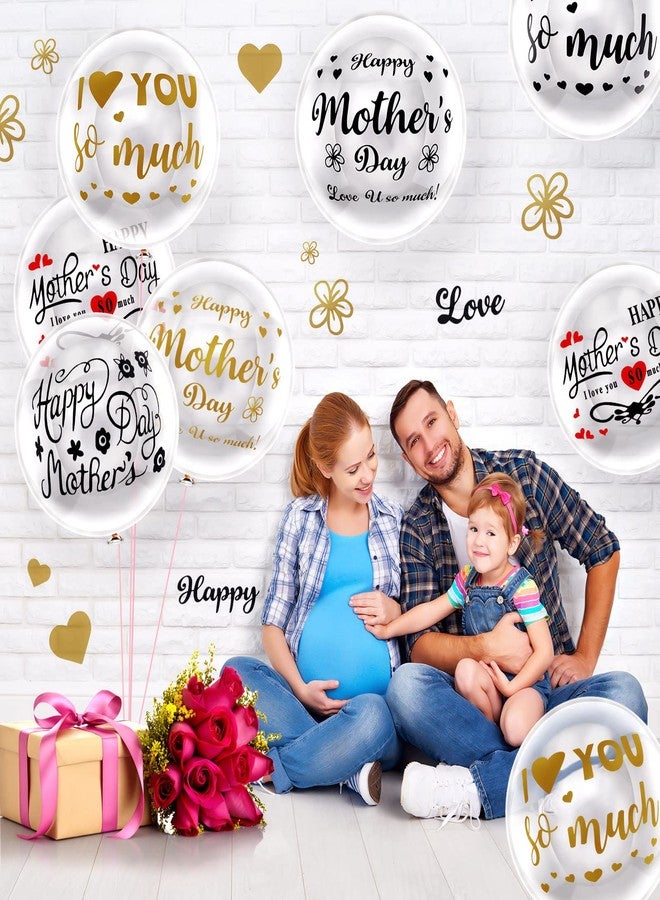 Aoriher 12 Sheet Happy Mother's Day Balloon Labels Stickers Letter Balloon Stickers I Love You So Much Party Decals for DIY Transparent(Classic) - Image 5