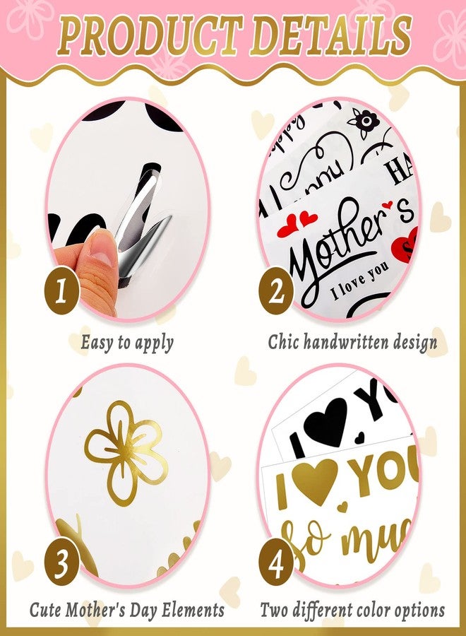 Aoriher 12 Sheet Happy Mother's Day Balloon Labels Stickers Letter Balloon Stickers I Love You So Much Party Decals for DIY Transparent(Classic) - Image 3