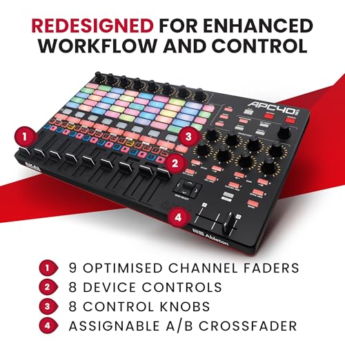 Akai Professional أكاي بروفيشينال APC40 MKII - وحدة تحكم MIDI USB لتخطيط 1 إلى 1 مع Ableton Live Lite مع مصفوفة إطلاق مقاطع 5x8، وأزرار، ومزج، ومجموعة برامج احترافية متضمنة - Image 4