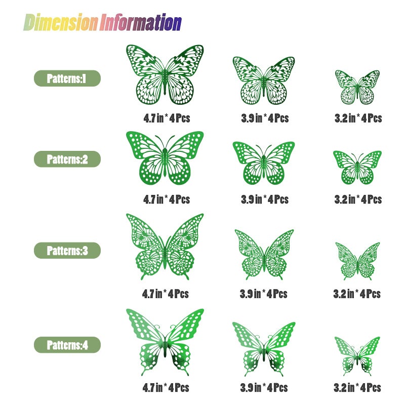 SAOROPEB 3D Butterfly Wall Decor - 48 Pcs  4 Styles  3 Sizes  Removable Stickers for Birthdays & Parties - Image 5