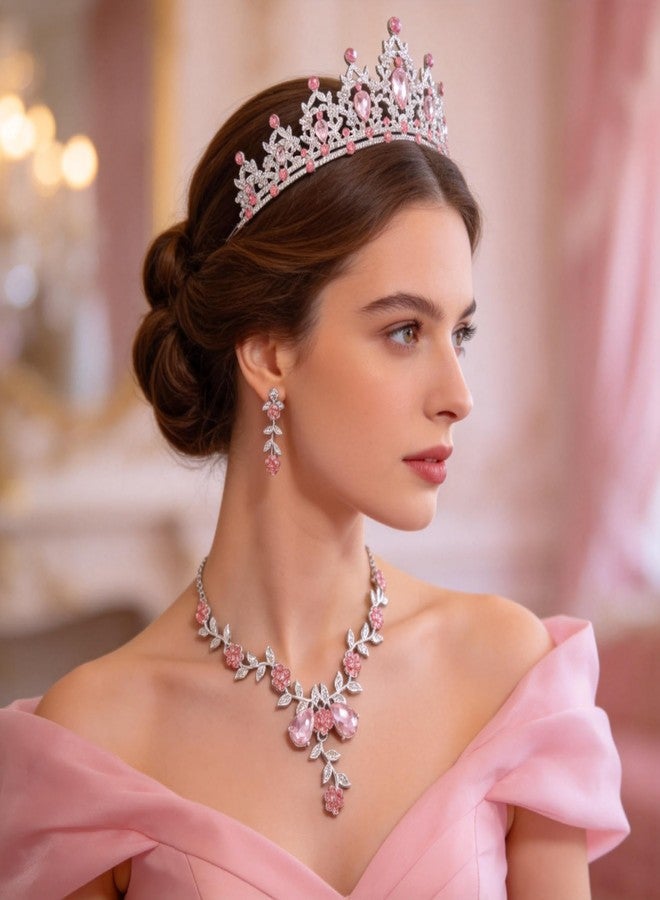 Kamirola Tiaras and Crowns for Women,Tiaras Earrings Necklace, Crystal Bridal Jewelry Set, Costume Party Halloween Prom Pageant Jewelry for Women(TR45), Medium, Alloy Steel, Crystal - Image 2