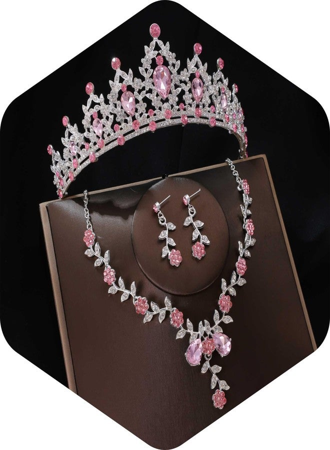 Kamirola Tiaras and Crowns for Women,Tiaras Earrings Necklace, Crystal Bridal Jewelry Set, Costume Party Halloween Prom Pageant Jewelry for Women(TR45), Medium, Alloy Steel, Crystal - Image 1