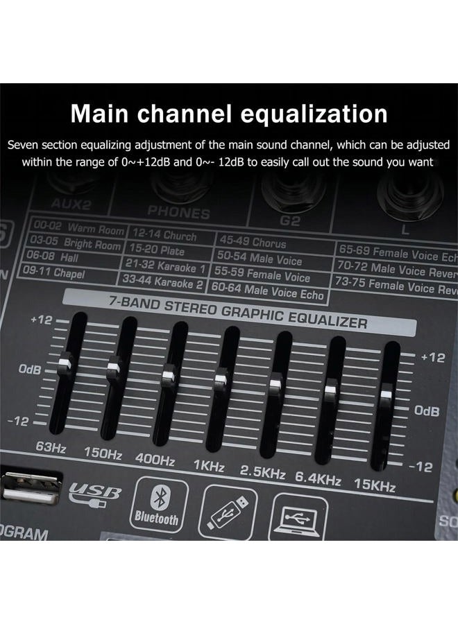 W IN-MIX خلاط صوتي احترافي DX16 DJ بـ 16 قناة مع 99 تأثير DSP، 7 نطاقات EQ، طاقة فانتوم مستقلة 48V وزر كتم، وظيفة بلوتوث، واجهة USB للتسجيل للاستوديو والمسرح - Image 5