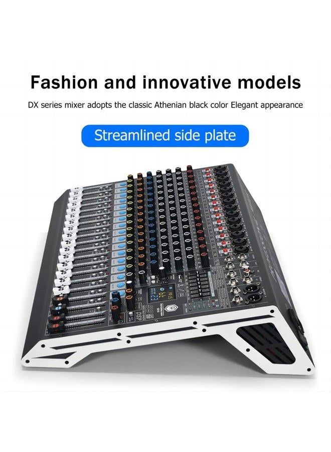 W IN-MIX خلاط صوتي احترافي DX16 DJ بـ 16 قناة مع 99 تأثير DSP، 7 نطاقات EQ، طاقة فانتوم مستقلة 48V وزر كتم، وظيفة بلوتوث، واجهة USB للتسجيل للاستوديو والمسرح - Image 3