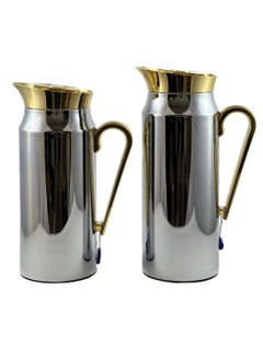 Homemaker 2-Piece Tea & Coffee Flask - 0.75 Liter & 1 Liter Capacity - Glass Inner - Steel Body - Silver & Gold  - Image 3