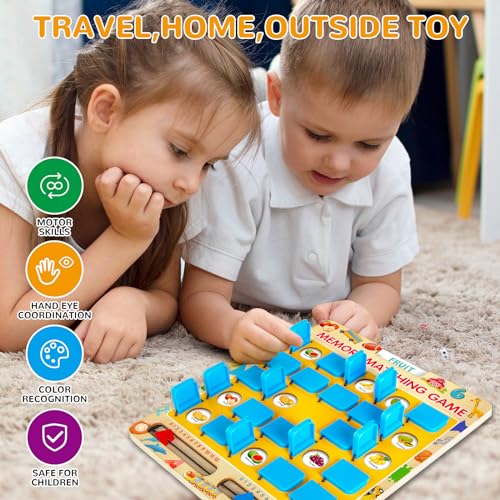 ABERLLS Matching Memory Game for Kids Age 3 4 5 6 7 8 Year Old Travel Toy for Boys Girls Wooden Board Game Road Trip Essentials for Toddler Airplane Car Camping Activity Ideal Christmas Birthday Gifts - Image 5