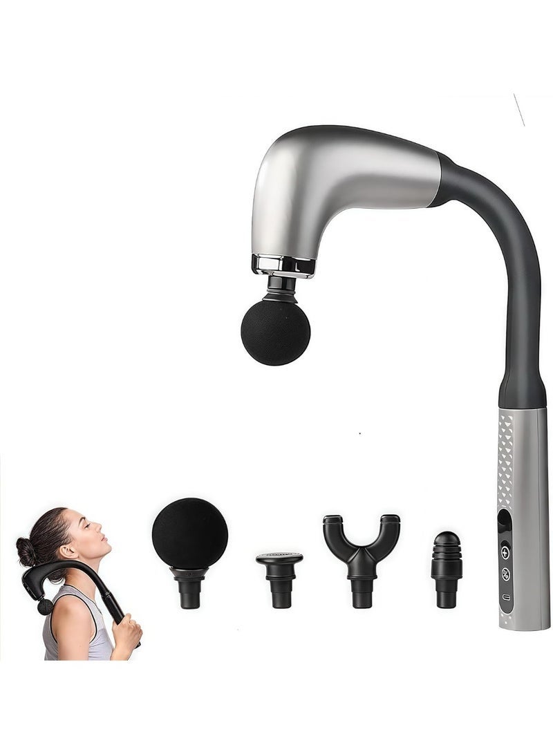 عربست مسدس تدليك بمقبض ممتد، جهاز تدليك ثوري على شكل حرف U للظهر لتخفيف الألم، مطرقة تدليك الأنسجة العميقة للجسم للرقبة والكتف والساق للوصول إلى كل عضلة بسهولة (رمادي) - Image 1