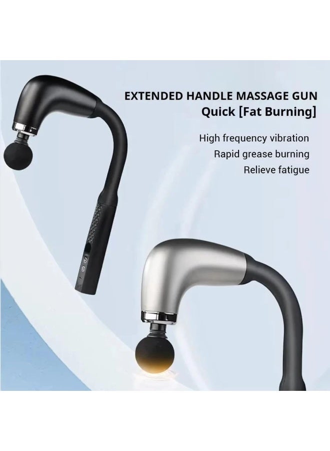 عربست مسدس تدليك بمقبض ممتد، جهاز تدليك ثوري على شكل حرف U للظهر لتخفيف الألم، مطرقة تدليك الأنسجة العميقة للجسم للرقبة والكتف والساق للوصول إلى كل عضلة بسهولة (رمادي) - Image 2