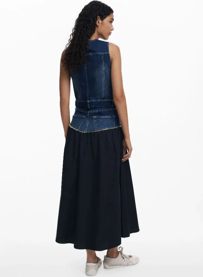 Desigual denim blue Denim Combined Dress for Women | Best Price UAE