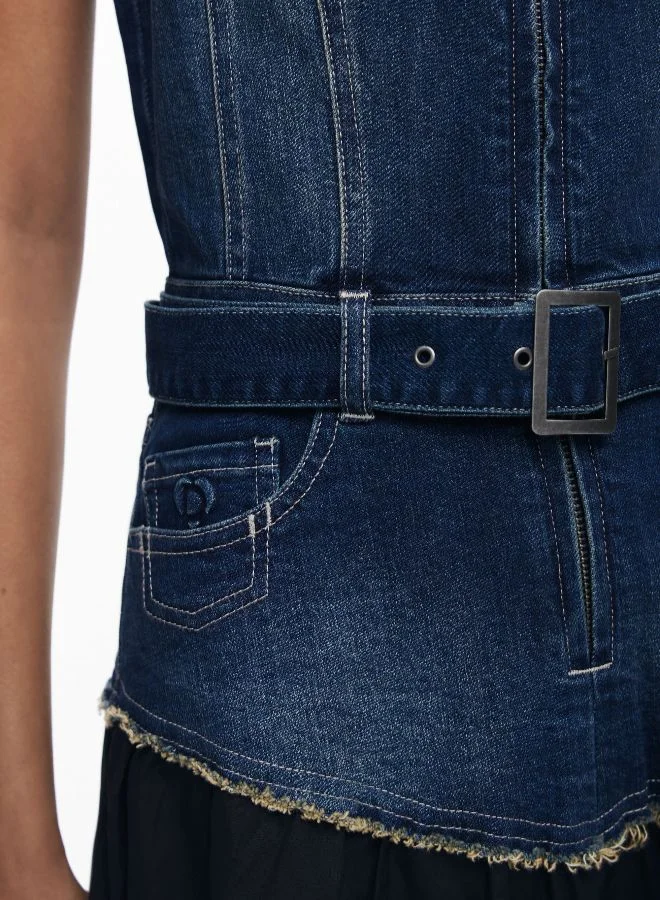 Desigual denim blue Denim Combined Dress for Women | Best Price UAE