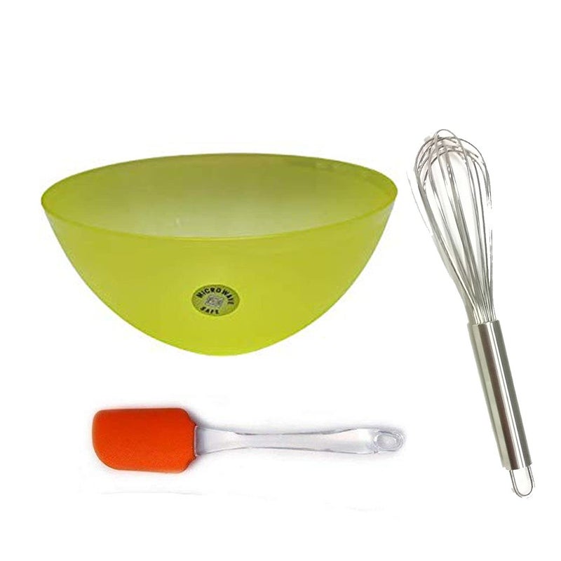 BAKERS PARDISE Baking Combo Large Mixing Bowl 3litre12inch Whisker Acrylic Handle Spatula Baking Tools Combo - Image 1