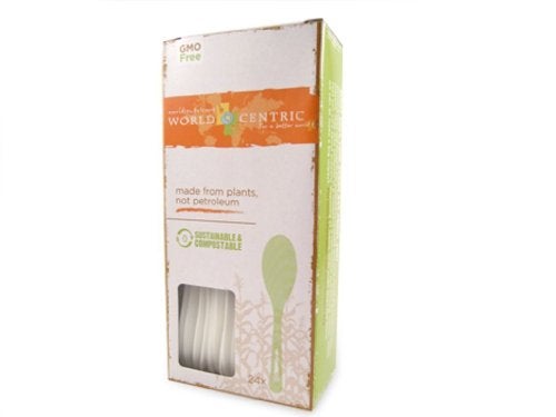 World Centric Cornstarch Compostable Spoon, 24 Count (Pack of 3) - Image 1