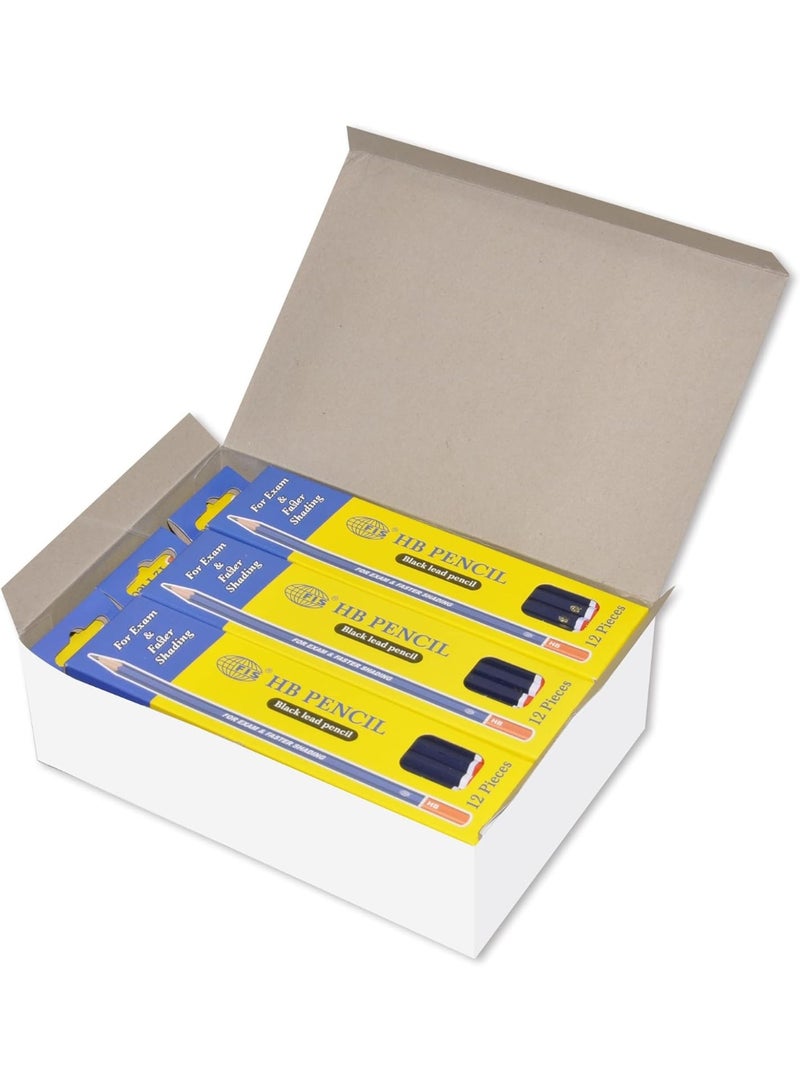 FIS HB Grade Pencil Black/Orange Box of 12 Packs - FSPE6010HB_12 BOX - Image 2