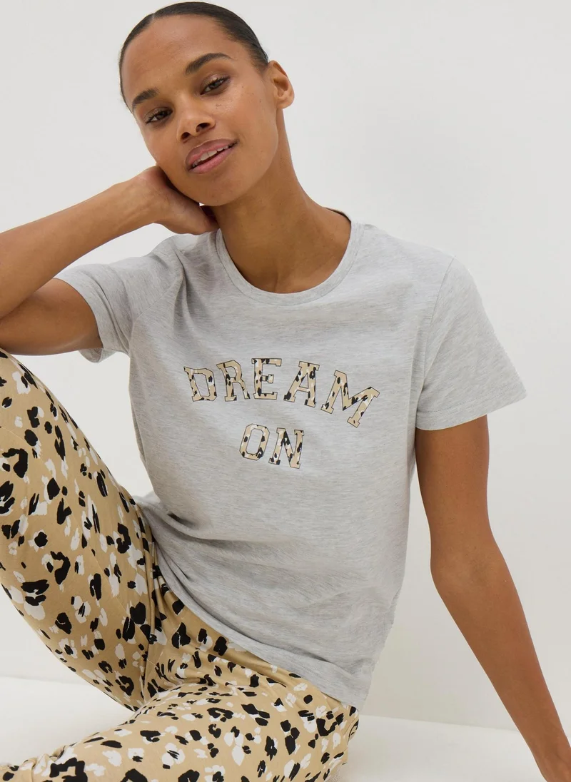 Matalan Grey Animal Print Dream On Pyjama Set
