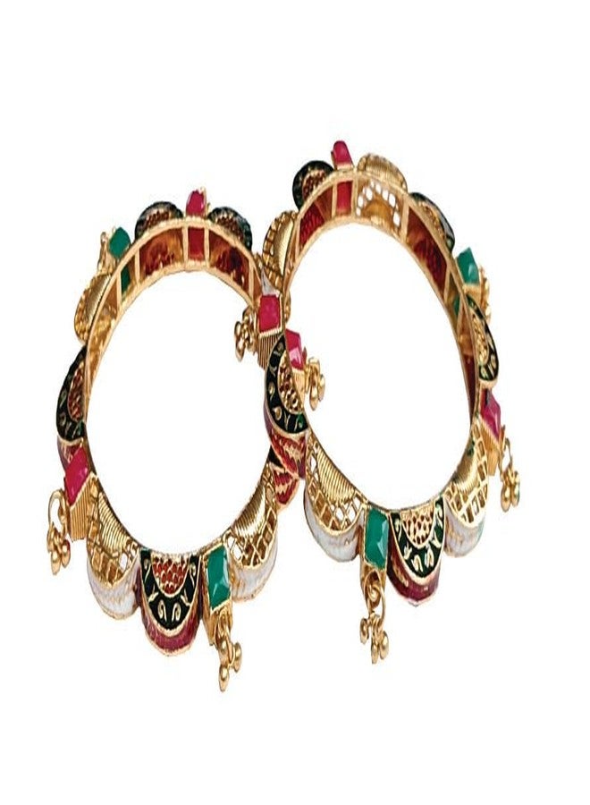 DENICRAAS Beautiful Meena Border Bangles Set for Women and Girls - Classic Traditional Design with Intricate Patterns - Image 1