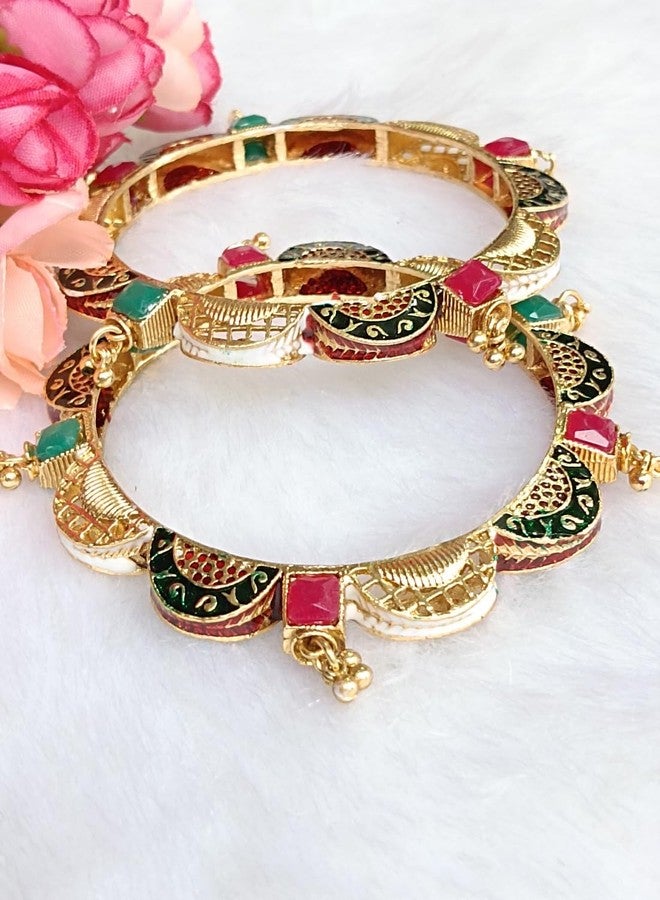 DENICRAAS Beautiful Meena Border Bangles Set for Women and Girls - Classic Traditional Design with Intricate Patterns - Image 5