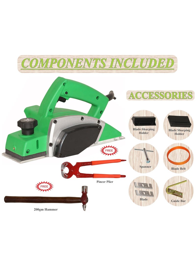 Digital Craft Digital Craft Wood Planer 1400W Machine of Carpentry HighPower MultiFunction Electric Planer Professional Woodworking Machine 82mm Electric Planer MachineHammer 200 gm8Inch Pincer Plier  - Image 2