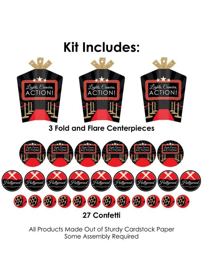 Big Dot of Happiness Red Carpet Hollywood Movie Night Party Decor And Confetti Terrific Table Centerpiece Kit Set Of 30  - Image 4