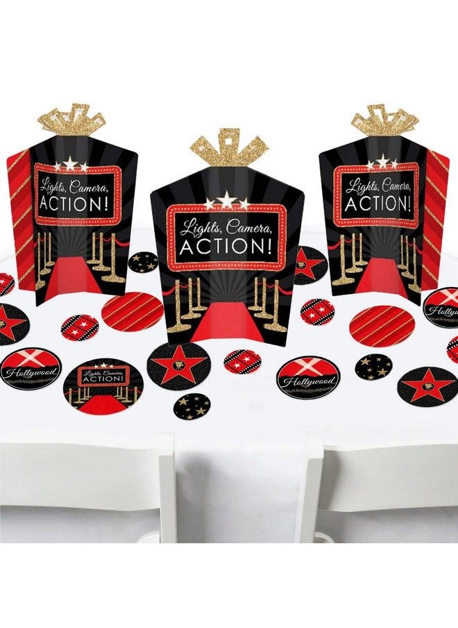 Big Dot of Happiness Red Carpet Hollywood Movie Night Party Decor And Confetti Terrific Table Centerpiece Kit Set Of 30  - Image 2
