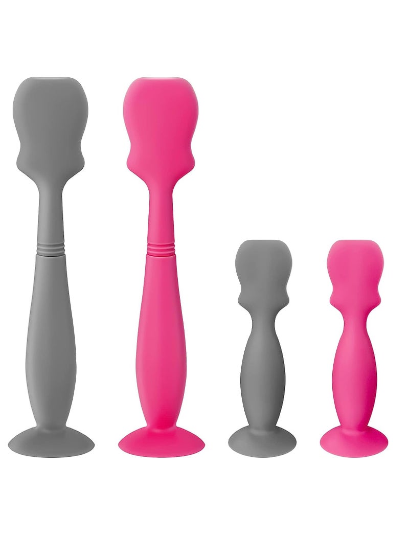 Excefore 4 Pack Baby Diaper Cream Spatula Applicator Soft Silicone Baby Butt Paste Spatula Mini Rash Cream Brush for Baby Newborn (Rose, Gray) - Image 1