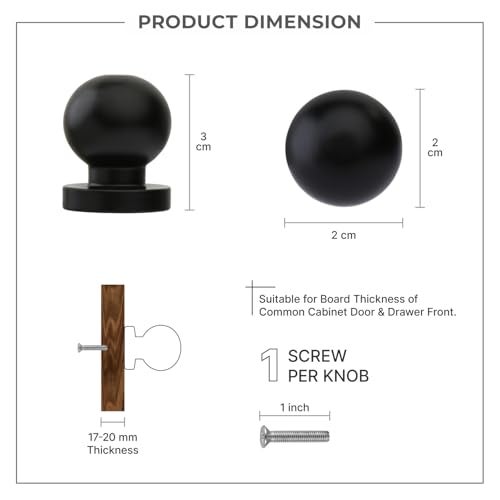 LAPO 3 Piece Drawer Knobs for Home & Office – Durable and Elegant Stainless Steel Door Knob for Cabinets, Cupboards & Dressers (Black Finish) - Image 2