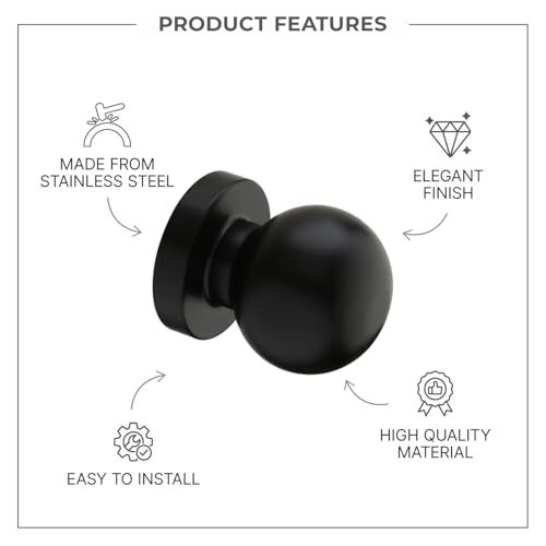 LAPO 3 Piece Drawer Knobs for Home & Office – Durable and Elegant Stainless Steel Door Knob for Cabinets, Cupboards & Dressers (Black Finish) - Image 3