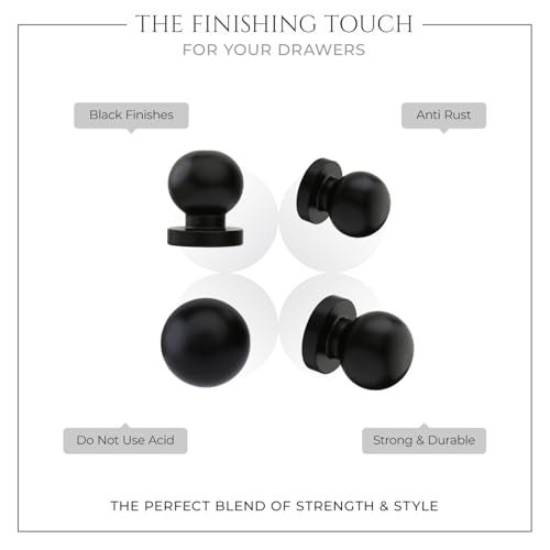 LAPO 3 Piece Drawer Knobs for Home & Office – Durable and Elegant Stainless Steel Door Knob for Cabinets, Cupboards & Dressers (Black Finish) - Image 5