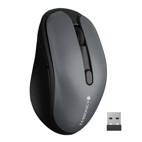 ZEBRONICS Charm Rechargeable Wireless Mouse, Dual Mode (2.4GHz + BT), Dual Bluetooth, Upto 1600 DPI, Silent Operation, 6 Buttons, Comfortable & Ergonomic, for Mac | Laptop | Computer (Metallic Grey) - Image 1