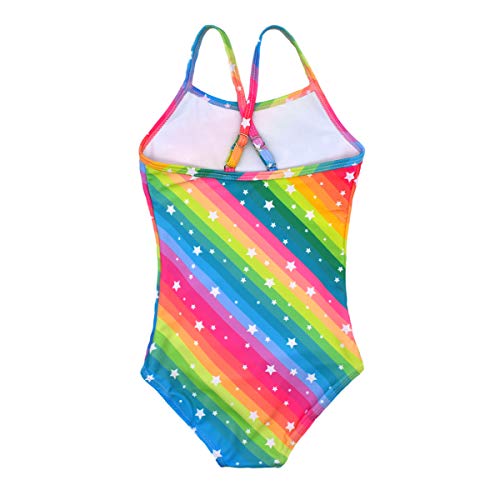 HONISEN Big Girls One Pieces Swimsuit Cute Swimwear Bathing Suits Rainbow 7T - Image 2