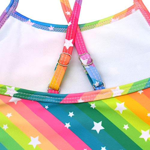 HONISEN Big Girls One Pieces Swimsuit Cute Swimwear Bathing Suits Rainbow 7T - Image 5