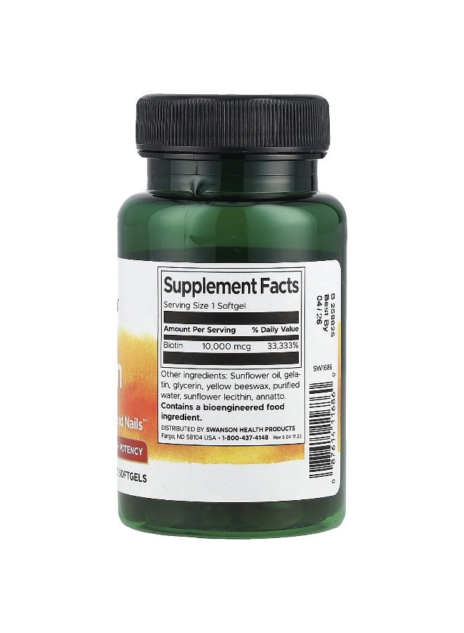Swanson, Biotin, 10,000 mcg, 60 Softgels - Image 2