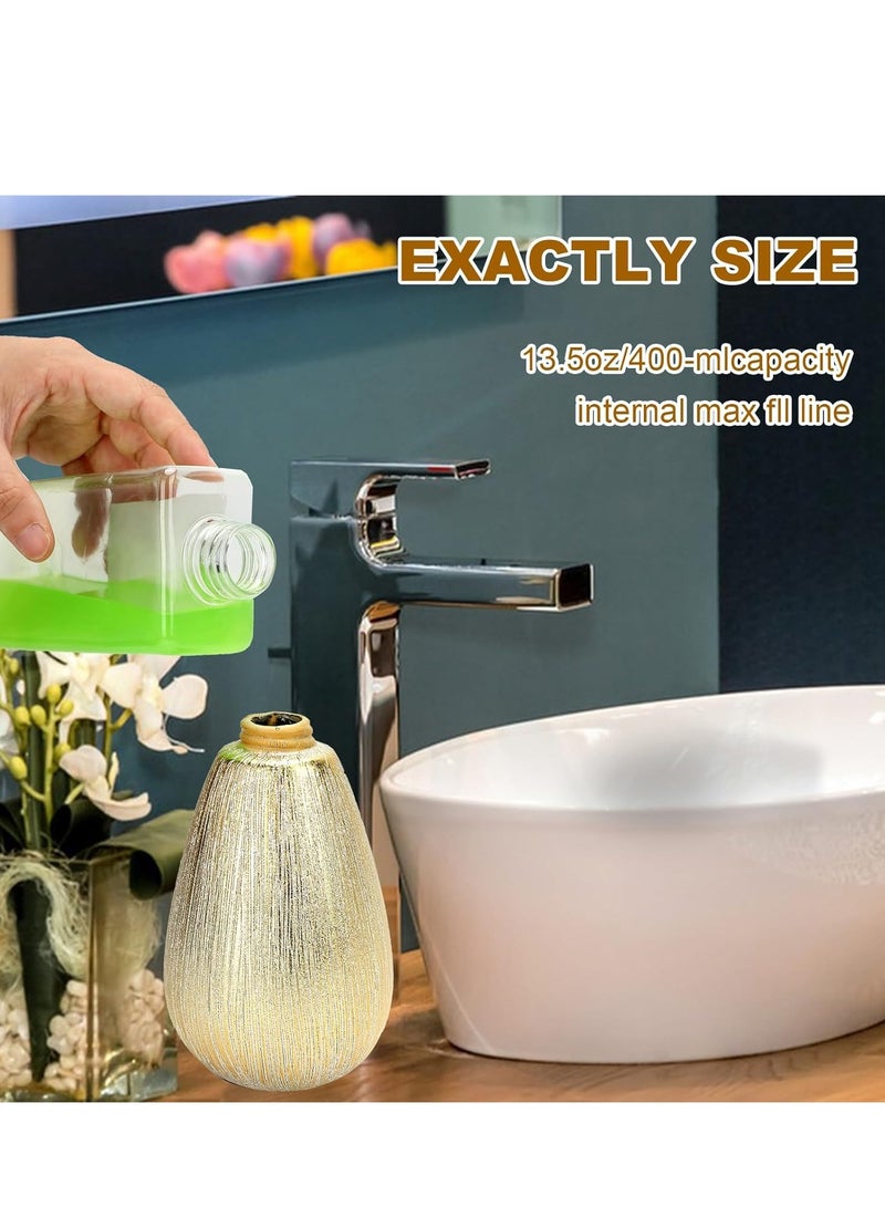 SYOSI Hand Soap Dispenser Luxury Soap Dispenser Bathroom Brushed Gold Ceramics Hand Soap Dispenser Dish Soap Dispenser for Kitchen Droplet Shape Soap Pump Bottle Gold - Image 4